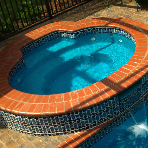 fiberglass pool with built in spa