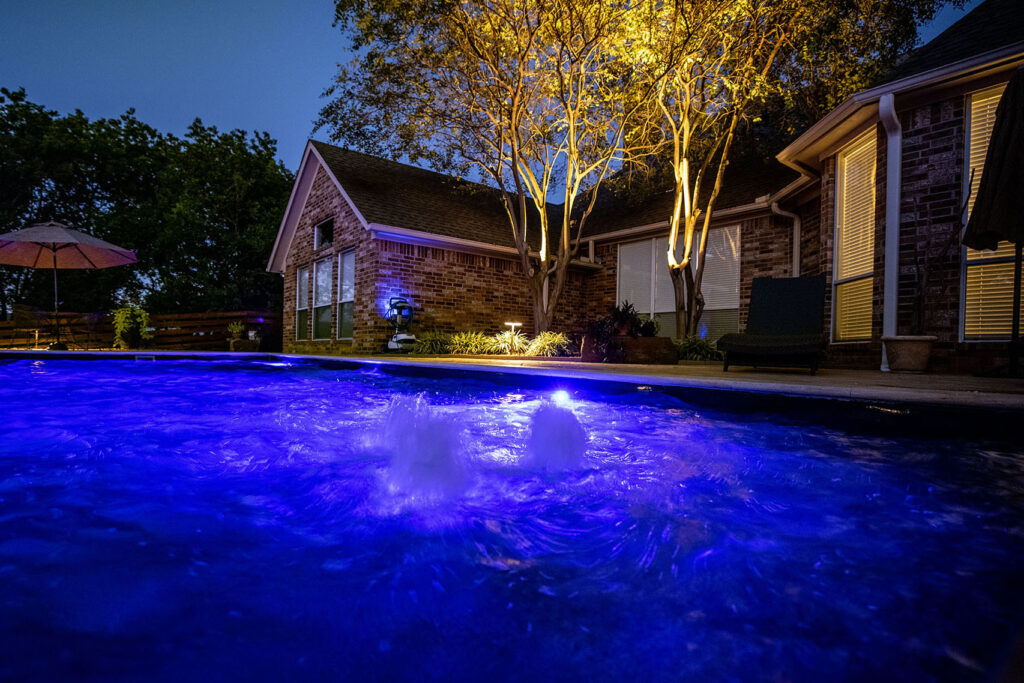 pool lighting at night